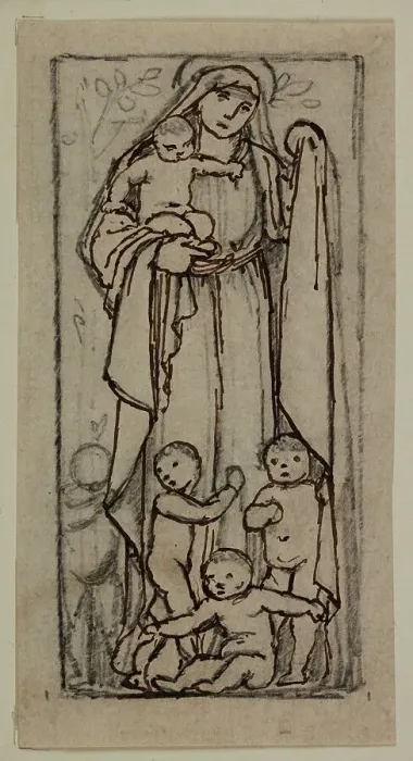 Framed Print : Charity - Study, 1870. Creator: Sir Edward Coley Burne-Jones Framed Print : Charity - Study, 1870. Creator: Sir Edward Coley Burne-Jones