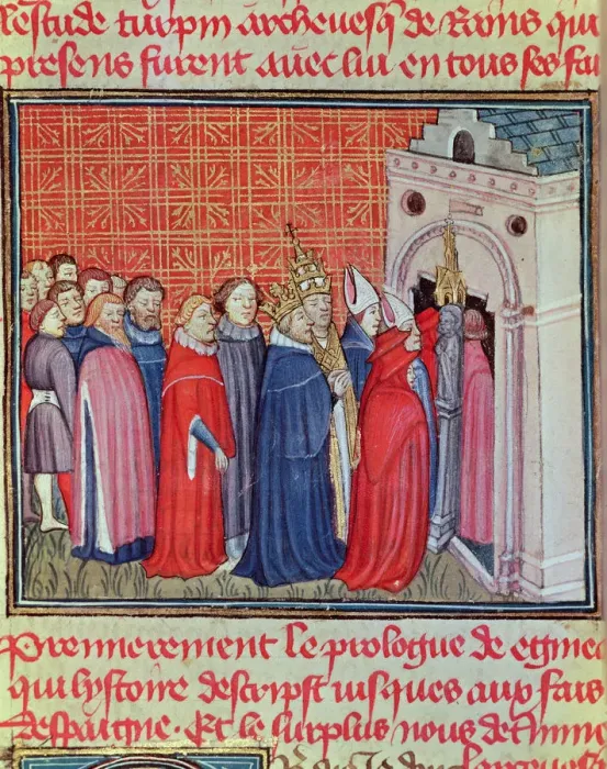 Framed Print : Charlemagne crowned Emperor of the West (800-814) enters in a church followed by prelates