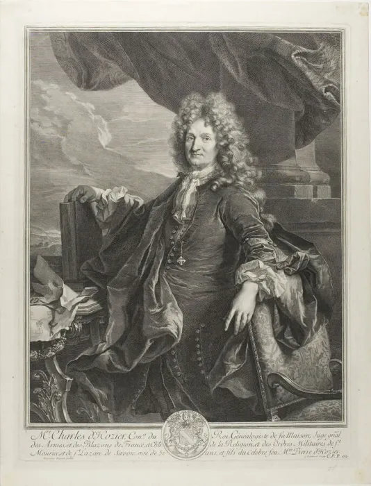 Framed Print : Charles d Hozier, Kings Genealogist, 1691. Creator: Gerard Edelinck Framed Print : Charles d Hozier, Kings Genealogist, 1691. Creator: Gerard Edelinck
