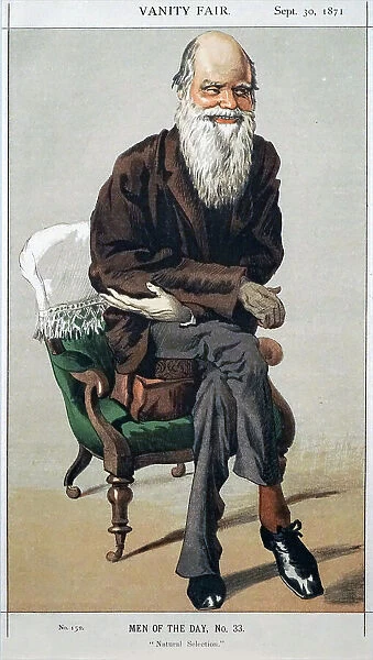 Charles Darwin from Vanity Fair magazine, 30 September 1871, 1871. Creator: Tissot, James Jacques Joseph (1836-1902)