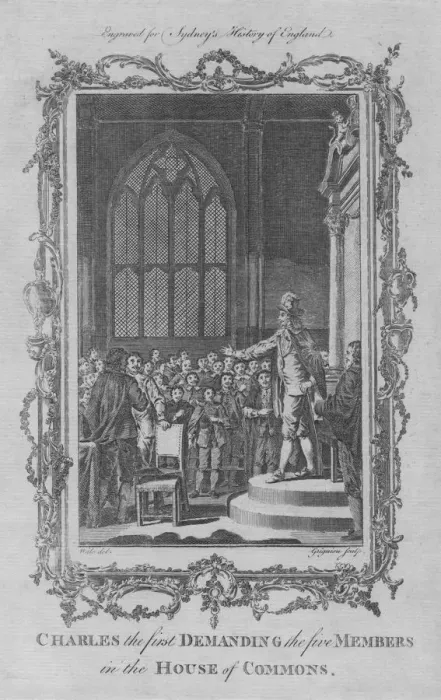 Framed Print : Charles I demanding the five members in the House of Commons, 1773. Creator: Charles Grignion Framed Print : Charles I demanding the five members in the House of Commons, 1773. Creator: Charles Grignion