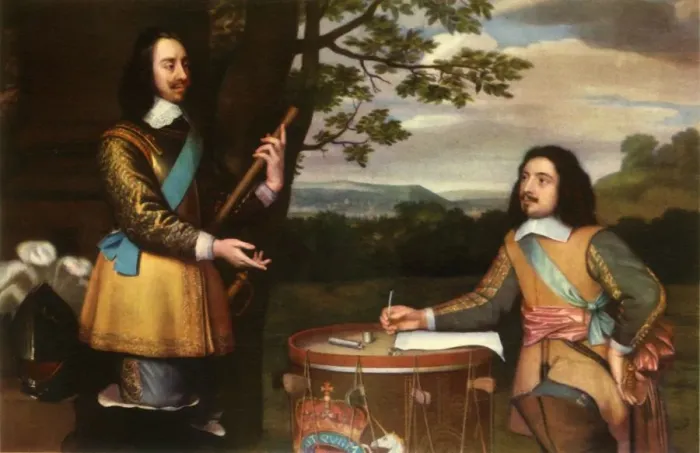 Framed Print : Charles I Dictating Dispatches to Sir Edward Walker, c1650, (1944). Creator: Unknown Framed Print : Charles I Dictating Dispatches to Sir Edward Walker, c1650, (1944). Creator: Unknown