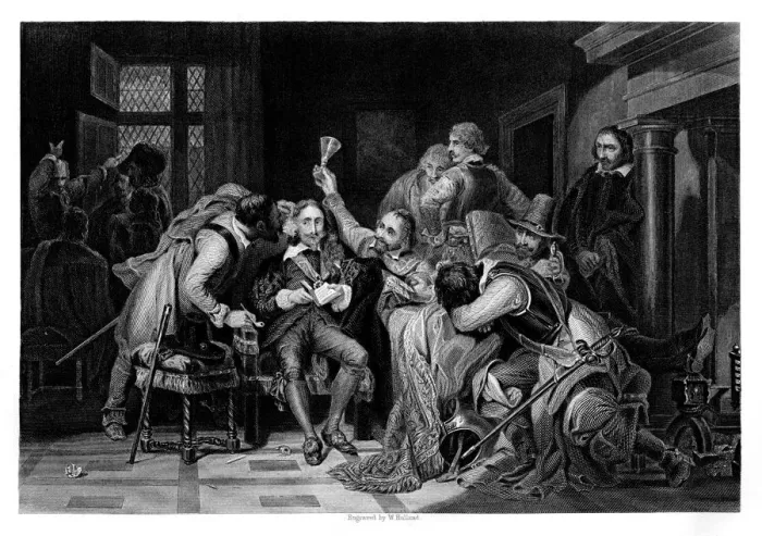 Framed Print : Charles I in the guard room, (1860). Artist: W Hulland Framed Print : Charles I in the guard room, (1860). Artist: W Hulland