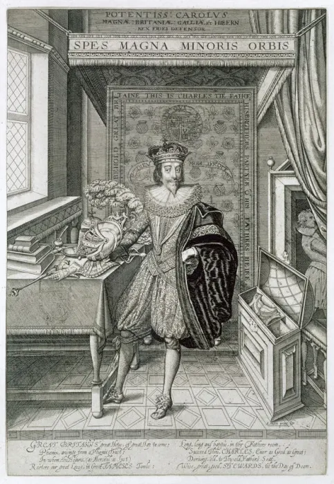 Framed Print : Charles I, King of Great Britain and Ireland, c1625. Artist: William Hole Framed Print : Charles I, King of Great Britain and Ireland, c1625. Artist: William Hole