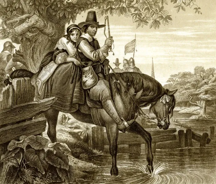 Framed Print : Charles II in disguise aided in his escape by Jane Lane, 1651, (19th century). Artist: H Bourne Framed Print : Charles II in disguise aided in his escape by Jane Lane, 1651, (19th century). Artist: H Bourne