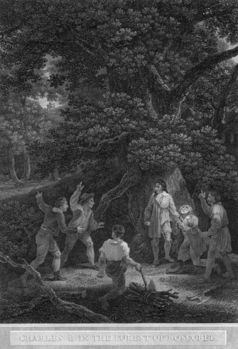 Framed Print : Charles II in the forest of Boscobel, 1651. Artist: Pouney & Rhodes Framed Print : Charles II in the forest of Boscobel, 1651. Artist: Pouney & Rhodes