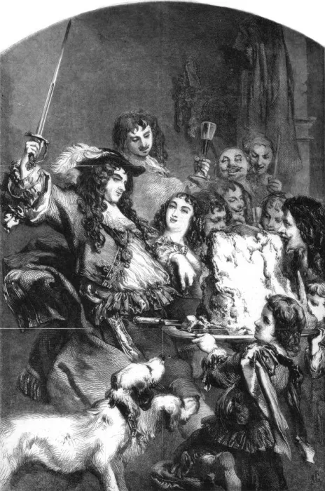 Framed Print : Charles II knighting a loin of beef. Artist: Gilbert Framed Print : Charles II knighting a loin of beef. Artist: Gilbert