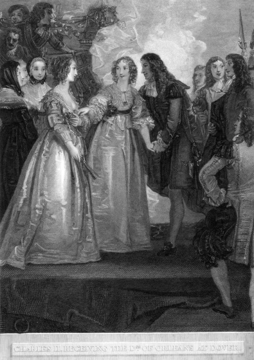 Framed Print : Charles II receiving the Duchess of Orleans at Dover, 1670 (1804). Artist: William Bromley Framed Print : Charles II receiving the Duchess of Orleans at Dover, 1670 (1804). Artist: William Bromley