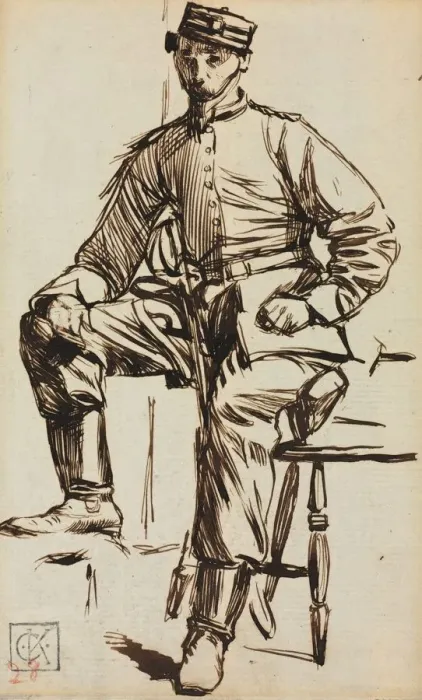 Framed Print : Charles Keene as a Volunteer. Creator: Charles Samuel Keene (British, 1823-1891) Framed Print : Charles Keene as a Volunteer. Creator: Charles Samuel Keene (British, 1823-1891)