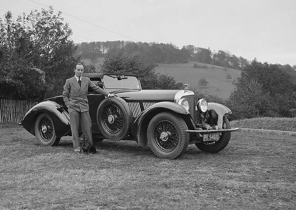 Charles Mortimer with his Barker-bodied 2-seater Bentley, c1930s Artist: Bill Brunell