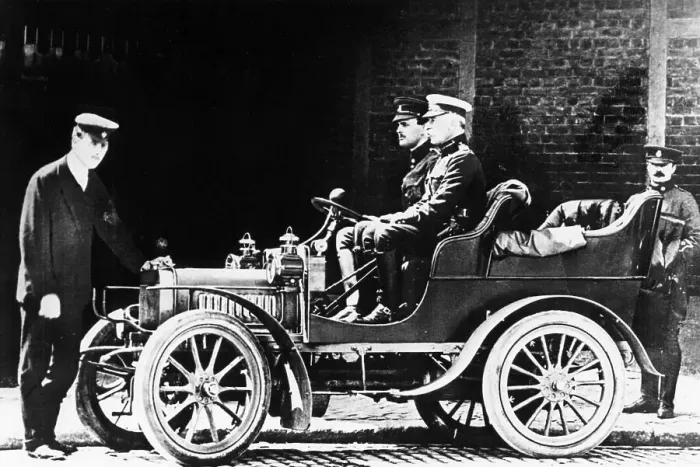 Framed Print : Charles Rolls at the wheel of a 1904 Royce car, c1904 Framed Print : Charles Rolls at the wheel of a 1904 Royce car, c1904