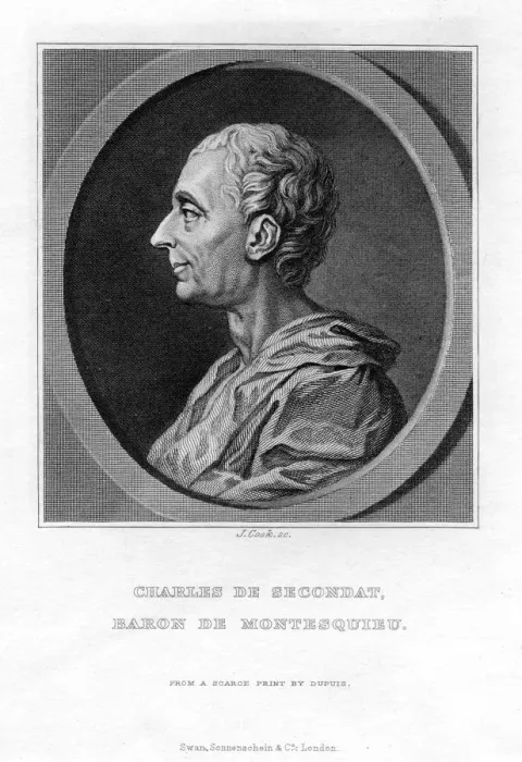 Framed Print : Charles de Secondat, Baron de Montesquieu, (1689-1755). Artist: J Cook Framed Print : Charles de Secondat, Baron de Montesquieu, (1689-1755). Artist: J Cook