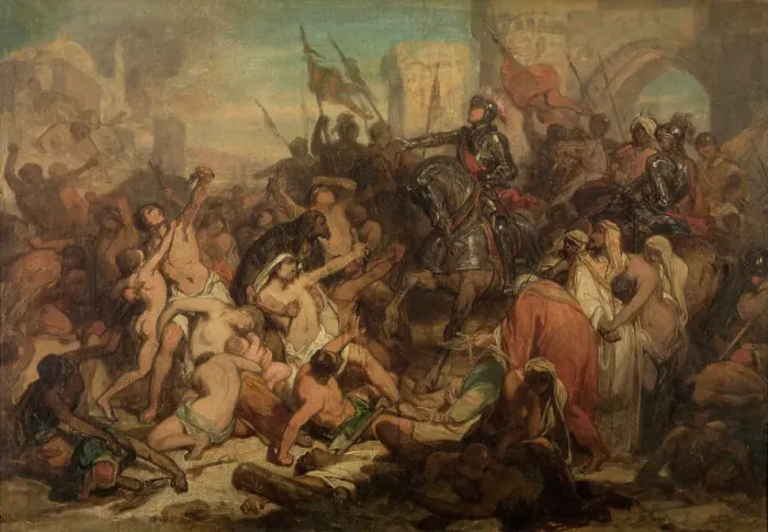 Framed Print : Charles V Frees the Slaves in Tunis, 1535, (c1870s). Creator: Nicaise de Keyser Framed Print : Charles V Frees the Slaves in Tunis, 1535, (c1870s). Creator: Nicaise de Keyser