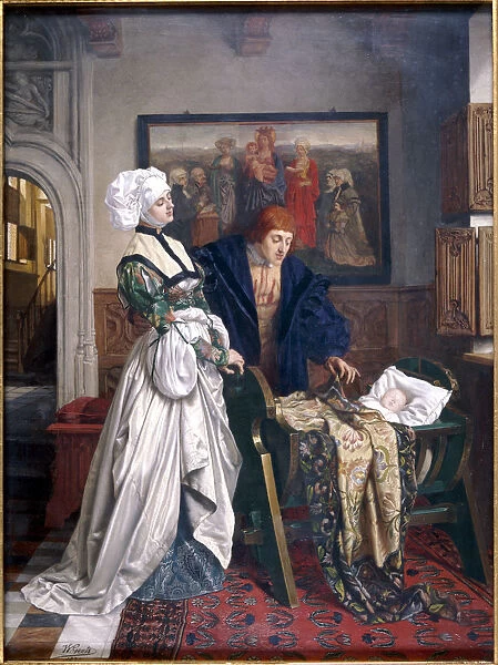 Charles V and Jeanne Vandergeynst at the Cradle of their Daughter Marguerite, 1870