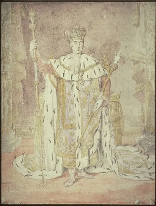 Framed Print : Charles X in his Coronation Robes, c. 1828. Creator: Jean-Auguste-Dominique Ingres Framed Print : Charles X in his Coronation Robes, c. 1828. Creator: Jean-Auguste-Dominique Ingres
