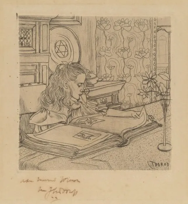 Framed Print : Charley Looking at an Album of Prints, 1898. Creator: Jan Toorop Framed Print : Charley Looking at an Album of Prints, 1898. Creator: Jan Toorop