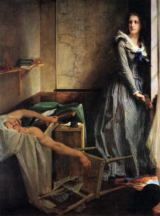 Framed Print : Charlotte Corday after the murder of Marat, 1861. Artist: Paul-Jacques-Aime Baudry Framed Print : Charlotte Corday after the murder of Marat, 1861. Artist: Paul-Jacques-Aime Baudry