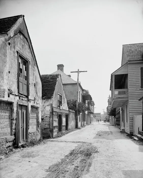 Framed Print : Charlotte Street, St. Augustine, Fla. between 1900 and 1910. Creator: Unknown Framed Print : Charlotte Street, St. Augustine, Fla. between 1900 and 1910. Creator: Unknown