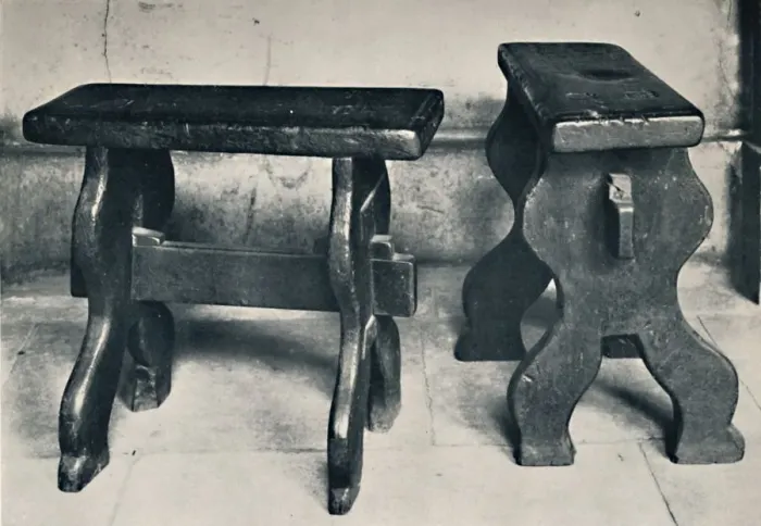 Framed Print : Charterhouse. Two Ancient Stools, Now Preserved in the Library, 1925 Framed Print : Charterhouse. Two Ancient Stools, Now Preserved in the Library, 1925