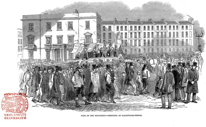 Framed Print : Chartists procession from the mass meeting towards Blackfriars Bridge, London, 10 April 1848 Framed Print : Chartists procession from the mass meeting towards Blackfriars Bridge, London, 10 April 1848