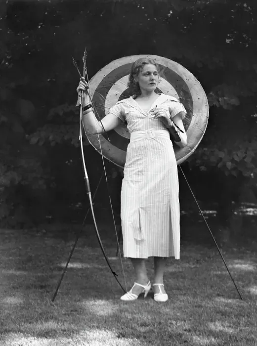 Framed Print : Chase, Diana, Miss, doing archery, 1933 June 22. Creator: Arnold Genthe Framed Print : Chase, Diana, Miss, doing archery, 1933 June 22. Creator: Arnold Genthe