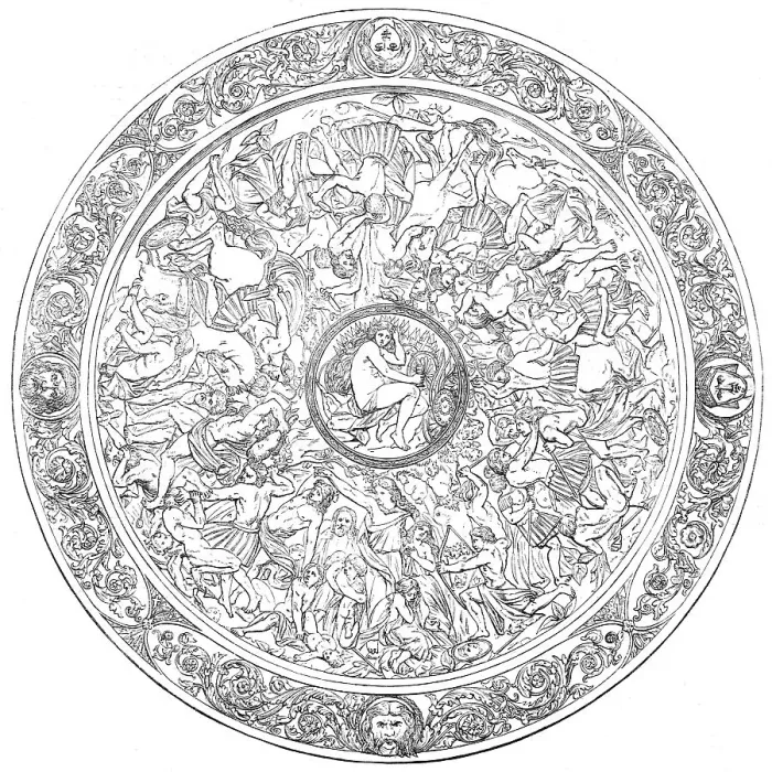 Framed Print : Chased silver shield, by Lambert, in the International Exhibition, 1862. Creator: Unknown Framed Print : Chased silver shield, by Lambert, in the International Exhibition, 1862. Creator: Unknown