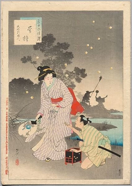 Chasing Fireflies, A Lady of the Tenmei Era (1781-1789)... 1894. Creator: Mizuno Toshikata