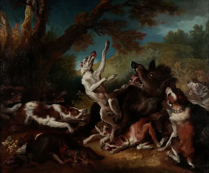 Framed Print : Chasse au sanglier, d'après Hondius, between 1686 and 1755. Creator: Jean-Baptiste Oudry Framed Print : Chasse au sanglier, d'après Hondius, between 1686 and 1755. Creator: Jean-Baptiste Oudry