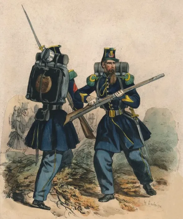Framed Print : Chasseurs A Pied, mid-late 19th century. Creator: Hippolyte Lalaisse Framed Print : Chasseurs A Pied, mid-late 19th century. Creator: Hippolyte Lalaisse