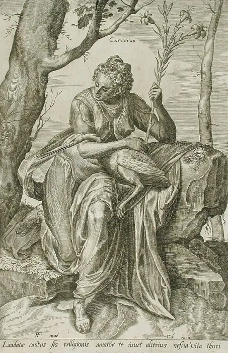 Framed Print : Chastity, 1560. Creator: Cornelis Cort Framed Print : Chastity, 1560. Creator: Cornelis Cort