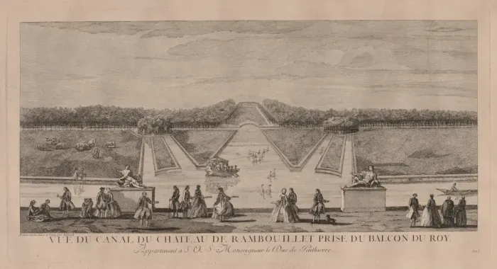 Framed Print : The Chateau from the Canal at Rambouillet. Creator: Jacques Rigaud (French, 1681-1754) Framed Print : The Chateau from the Canal at Rambouillet. Creator: Jacques Rigaud (French, 1681-1754)