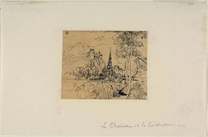 Framed Print : The Chateau and the Cathedral, n. d. Creator: Rodolphe Bresdin Framed Print : The Chateau and the Cathedral, n. d. Creator: Rodolphe Bresdin