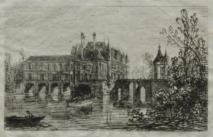 Framed Print : Chateau de Chenonceau. Creator: Maxime Lalanne (French, 1827-1886) Framed Print : Chateau de Chenonceau. Creator: Maxime Lalanne (French, 1827-1886)