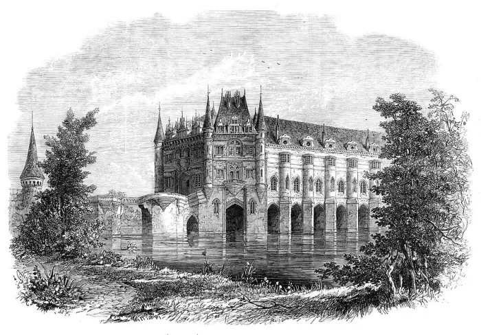 Framed Print : Chateau of Chenonceaux, Touraine, formerly inhabited by Catherine De Medicis and Mary Stuart, 1864. Creator: Unknown Framed Print : Chateau of Chenonceaux, Touraine, formerly inhabited by Catherine De Medicis and Mary Stuart, 1864. Creator: Unknown