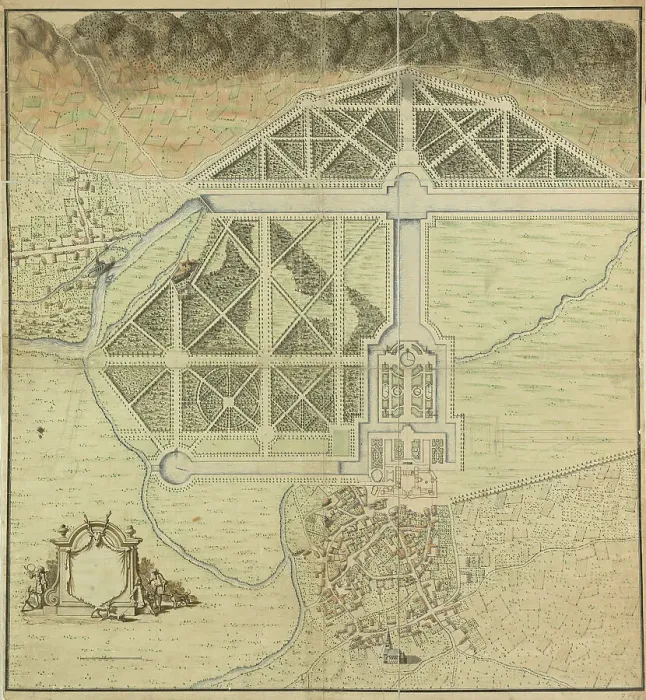Framed Print : Château d'Anet; plan of the castle, garden and surroundings, between 1680 and 1684. Creators: Andre Le Notre, Claude Desgots Framed Print : Château d'Anet; plan of the castle, garden and surroundings, between 1680 and 1684. Creators: Andre Le Notre, Claude Desgots