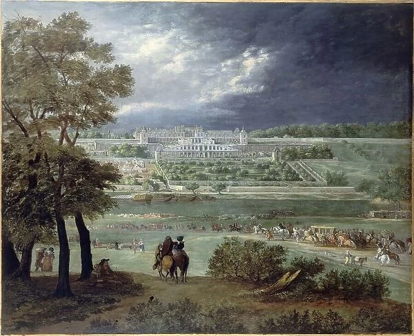 Chateau Neuf de Saint-Germain-en-Laye and gardens, seen from the right bank...c1664-1665. Creator: Adam Frans van der Meulen