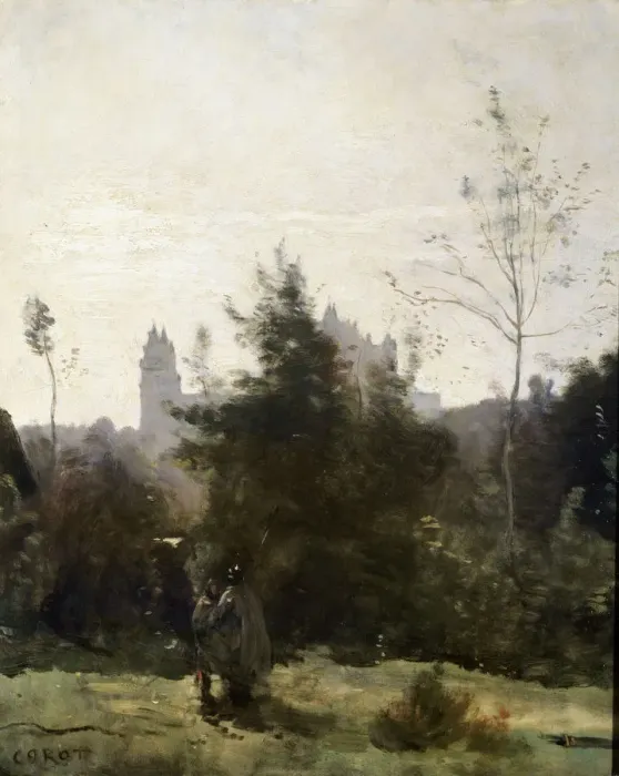 Framed Print : Chateau de Pierrefonds, 1860s. Artist: Jean-Baptiste-Camille Corot Framed Print : Chateau de Pierrefonds, 1860s. Artist: Jean-Baptiste-Camille Corot