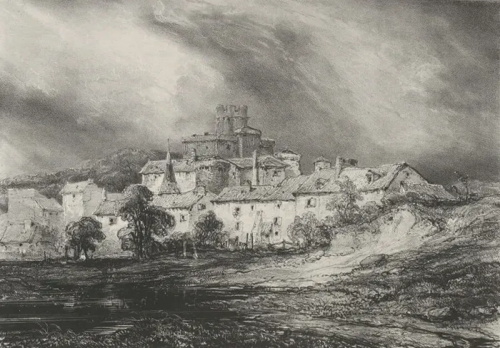 Framed Print : Chateau de Pont-Gibaud, 1830. Creator: Godefroy Engelmann Framed Print : Chateau de Pont-Gibaud, 1830. Creator: Godefroy Engelmann
