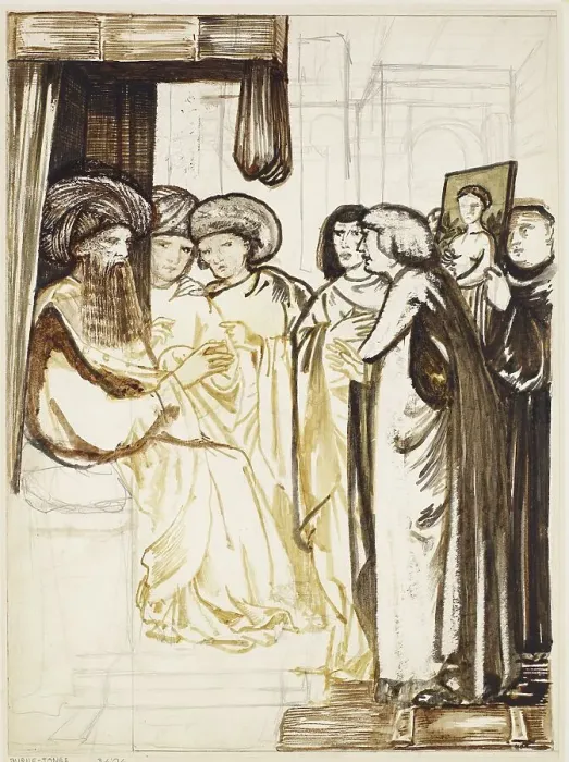 Framed Print : Chaucer's Man of Law's Tale - Design, 1862-1864. Creator: Sir Edward Coley Burne-Jones Framed Print : Chaucer's Man of Law's Tale - Design, 1862-1864. Creator: Sir Edward Coley Burne-Jones