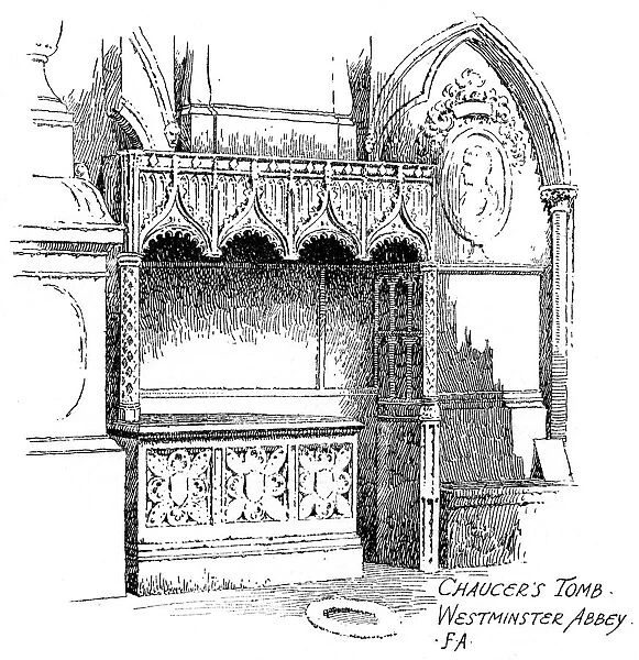 Chaucers tomb, Westminster Abbey, London, 1912. Artist: Frederick Adcock