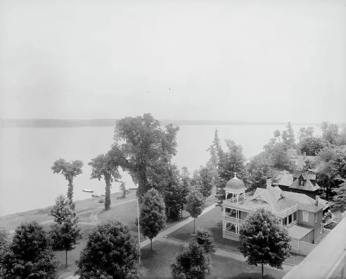 Framed Print : Chautauqua Lake from Athenaeum Hotel, c1898. Creator: Unknown Framed Print : Chautauqua Lake from Athenaeum Hotel, c1898. Creator: Unknown
