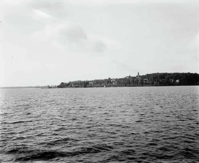 Framed Print : Chautauqua Lake and point, between 1880 and 1897. Creator: William H. Jackson Framed Print : Chautauqua Lake and point, between 1880 and 1897. Creator: William H. Jackson