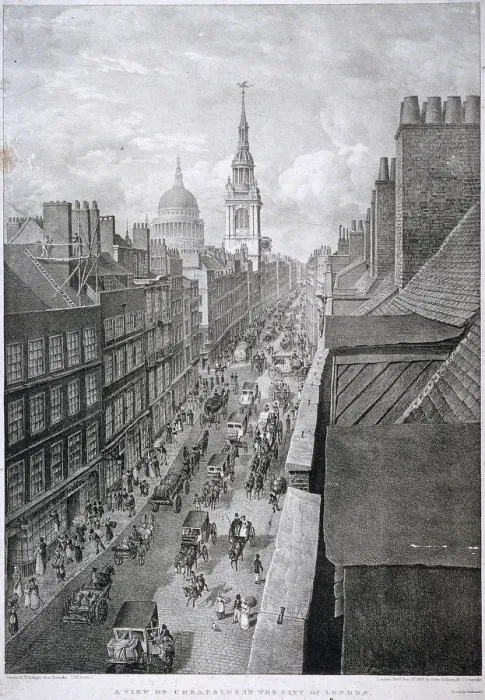 Framed Print : Cheapside, London, 1823. Artist: Thomas Mann Baynes Framed Print : Cheapside, London, 1823. Artist: Thomas Mann Baynes
