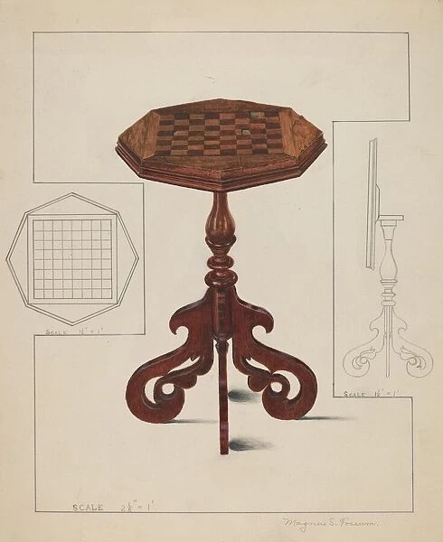 Checker-board Table-tilt Top, c. 1936. Creator: Magnus S. Fossum