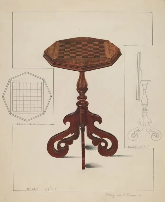 Framed Print : Checker-board Table-tilt Top, c. 1936. Creator: Magnus S. Fossum Framed Print : Checker-board Table-tilt Top, c. 1936. Creator: Magnus S. Fossum