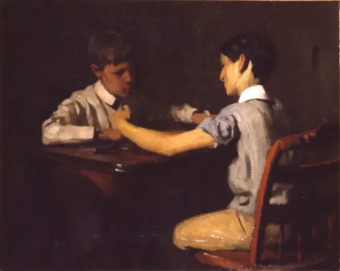 Framed Print : Checker Players, ca. 1895. Creator: Thomas Pollock Anshutz Framed Print : Checker Players, ca. 1895. Creator: Thomas Pollock Anshutz
