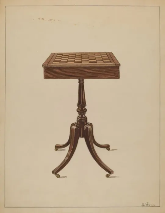 Framed Print : Checker Table, 1936. Creator: Nicholas Gorid Framed Print : Checker Table, 1936. Creator: Nicholas Gorid