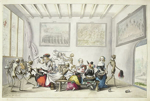 Cheerful company interrupted by death, 1660. Creator: Gesina ter Borch