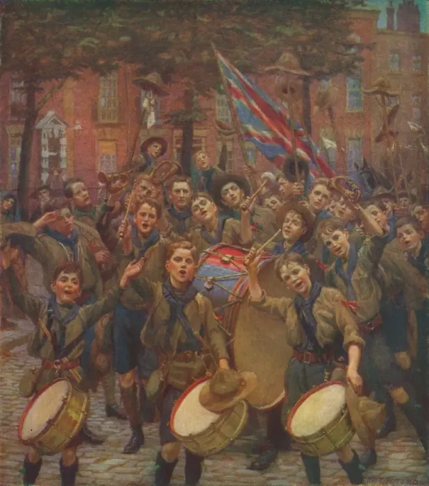 Framed Print : Cheering the Chief Scout, c1914 (1928). Artist: William Holt Yates Titcomb Framed Print : Cheering the Chief Scout, c1914 (1928). Artist: William Holt Yates Titcomb