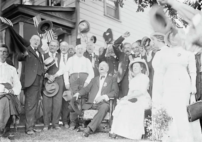 Framed Print : Cheering Sickles, 1913. Creator: Bain News Service Framed Print : Cheering Sickles, 1913. Creator: Bain News Service